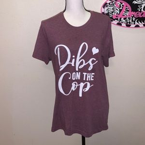 Dibs on the Cop Bella & Canvas purple short sleeve shirt